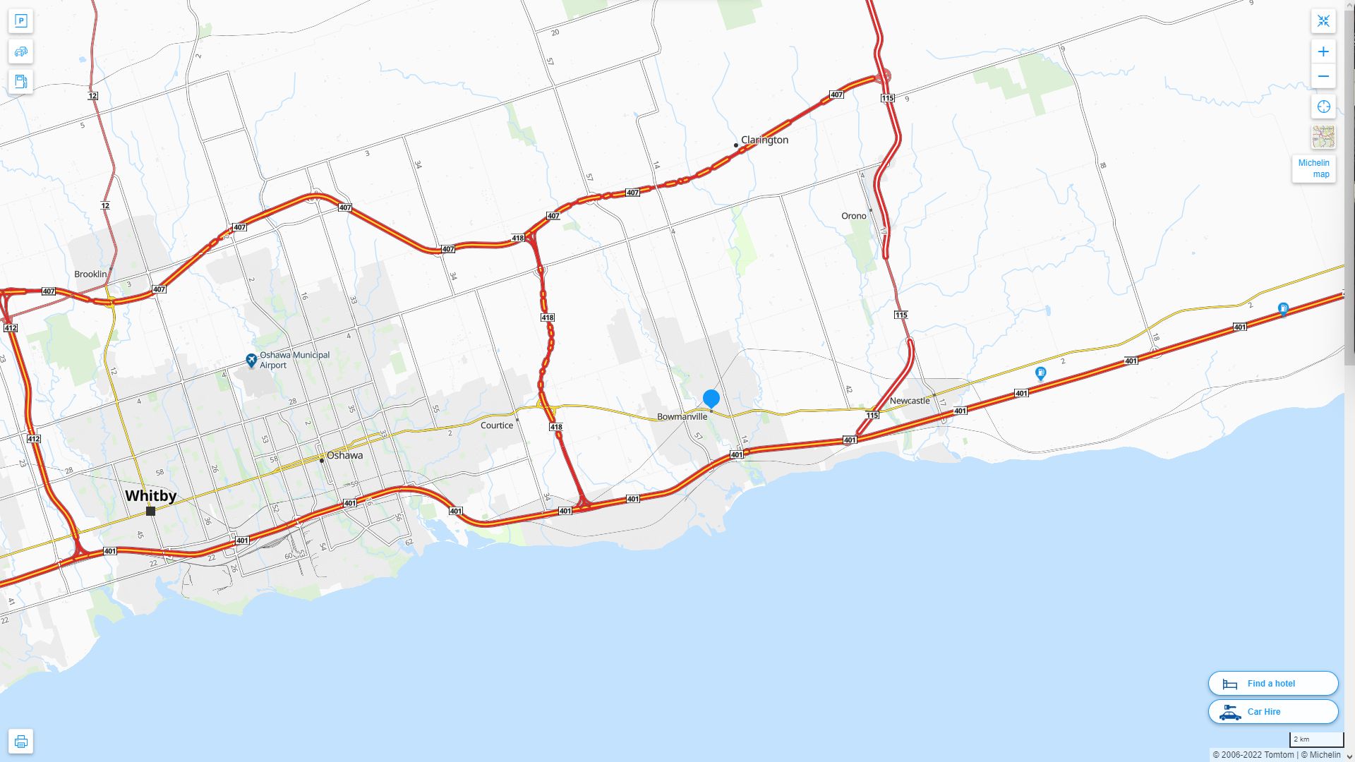 Bowmanville Highway and Road Map